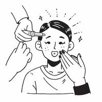 Esthetician performing a facial extraction concept as An esthetician performs a facial extraction focusing on cleansing and skin health Ideal for beauty and skincare ads in Photo Dynamics vector