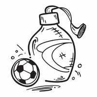 Essential oil bottle and soccer ball concept as An essential oil bottle paired with a soccer ball combining wellness and sport themes for a clean and isolated icon design in Pho Dynamics vector