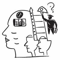 Executive coach with corporate ladder concept as An executive coachs profile blended with a corporate ladder symbolizing management coaching and career advancement Ideal for execu Dynamics vector
