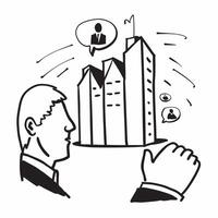 Executive coach with skyscrapers concept as An executive coachs profile blended with skyscrapers representing management coaching and high level corporate success Ideal for execut Dynamics vector