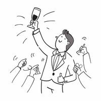 Executive with champagne toast concept as An executives profile blended with a champagne toast symbolizing success and appreciation at a corporate thanks party Ideal for business Dynamics vector