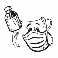 Face Mask and Hand Sanitizer with Stay Safe Wording concept as A realistic illustration of a face mask and hand sanitizer perfect for promoting health and hygiene The words Stay S Dynamics vector
