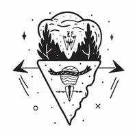 Explorer with ancient forest concept as An explorers profile blended with an ancient forest symbolizing the mystery and allure of untamed nature Perfect for adventure and travel a Dynamics vector