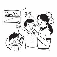 Family enjoying a day at the zoo concept as A family enjoys a fun day at the zoo learning about animals and bonding Great for family and educational travel ads in Photo Stock Con Dynamics vector