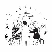 Family reuniting at a garden party concept as A family reuniting blended with a garden party symbolizing the joy and togetherness of family celebrations Ideal for family and lifes Dynamics vector
