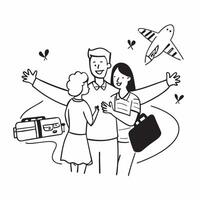 Family reuniting at a holiday destination concept as A family reuniting blended with a holiday destination symbolizing the joy and excitement of family vacations Ideal for travel Dynamics vector