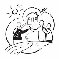 Family reuniting at a countryside cottage concept as A family reuniting blended with a countryside cottage symbolizing the warmth and togetherness of family gatherings Ideal for t Dynamics vector