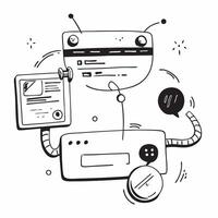 FAQ chatbot with AI integration concept as An FAQ chatbot interface blended with AI integration imagery symbolizing advanced technology and automated support Perfect for tech and Dynamics vector