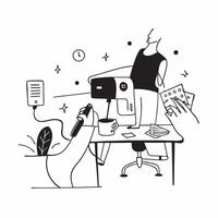Fashion designer using a glossy sewing machine in a studio concept as Camera movement Pan across the glossy sewing machine used by the fashion designer Scene A bright modern fashi Dynamics vector