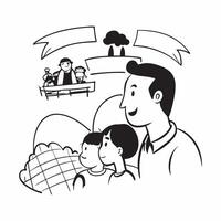 Father with kids at a zoo concept as A fathers profile combined with kids at a zoo representing educational and engaging parenting Perfect for travel and family ads in Photo Stoc Dynamics vector