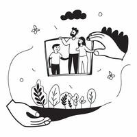 Father with kids in a garden concept as A fathers profile blended with kids in a garden symbolizing nurturing and environmentally conscious parenting Ideal for eco friendly and fa Dynamics vector