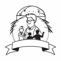 Father with kids on a camping trip concept as A fathers profile combined with a camping scene representing adventurous and engaging parenting Perfect for travel and family ads in Dynamics vector