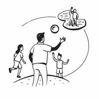 Father with kids playing frisbee concept as A fathers profile blended with kids playing frisbee symbolizing active and fun loving parenting Ideal for outdoor and family ads in Ph Dynamics vector
