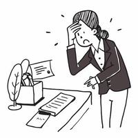 Female executive looking at a resignation letter appearing sad and reflective concept as A female executive in a formal suit looking at a resignation letter on her desk appearing s Dynamics vector