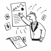 Finance manager with financial reports concept as A finance managers profile combined with financial reports representing transparency and fiscal responsibility during a company op Dynamics vector