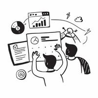 Finance team collaborating on financial forecasting concept as A illustration of a finance team collaborating on financial forecasting using charts and digital tools with an Dynamics vector