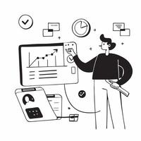 Financial analyst using AI tools for stock valuation concept as A financial analyst in a modern office using AI tools on a laptop for stock valuation highlighting technology and in Dynamics vector