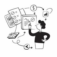 Financial analyst with AI market prediction concept as A financial analysts profile blended with AI market prediction tools representing AIs role in financial forecasting and inves Dynamics vector