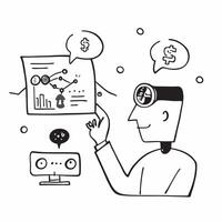 Financial planner with AI robo advisor concept as A financial planners profile blended with an AI robo advisor representing AIs role in automated financial planning and advising I Dynamics vector