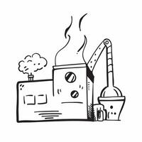 Fire extinguisher and factory icon concept as A fire extinguisher paired with a factory icon representing the essential fire safety measures in manufacturing environments ideal for Dynamics vector