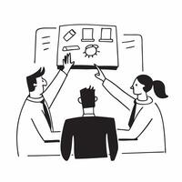 Flat design as Business leaders discussing corporate goals in a boardroom concept as A icon illustration of business leaders discussing corporate goals in a boardroom featuring a Dynamics vector
