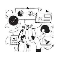Flat design as Business team collaborating in a modern office using digital tools concept as A icon illustration of a business team in a modern office collaborating using digital Dynamics vector