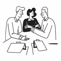Flat design as Business partners negotiating in a meeting room concept as A icon illustration of business partners negotiating in a meeting room utilizing a 3 color scheme to hig Dynamics vector