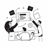 Flat design as Business team collaborating in a modern office using digital tools concept as A icon illustration of a business team in a modern office collaborating using digital Dynamics Set 4 vector