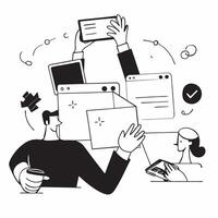 Flat design as Business team collaborating in a modern office using digital tools concept as A icon illustration of a business team in a modern office collaborating using digital Dynamics Set 2 vector
