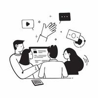 Flat design as Business team collaborating in a modern office using digital tools concept as A icon illustration of a business team in a modern office collaborating using digital Dynamics Set 3 vector