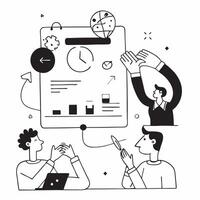 Flat design as Business team collaborating in a modern office using digital tools concept as A icon illustration of a business team in a modern office collaborating using digital Dynamics Set 5 vector