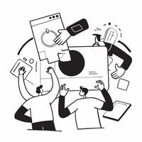Flat design as Business team collaborating in a modern office using digital tools concept as A icon illustration of a business team in a modern office collaborating using digital Dynamics Set 7 vector