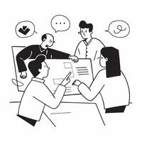 Flat design as Business team having a meeting in a modern office concept as A icon illustration of a business team having a meeting in a modern office using a 3 color tone to hig Dynamics vector