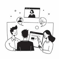Flat design as Business team having a conference meeting concept as A icon illustration of a business team having a conference meeting using a 3 color scheme to highl Dynamics vector