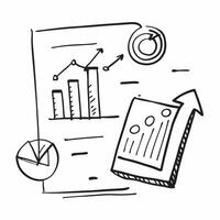 Flat design as Doodle line icon of a bar chart concept as A doodle line icon of a bar chart symbolizing data performance and business metrics perfect for analytical and business re Dynamics vector