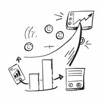 Flat design as Doodle line icon of a graph concept as A doodle line icon of a graph representing growth progress and business performance ideal for business growth and success them Dynamics vector