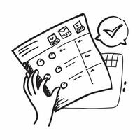 Flat design as Doodle line icon of a calendar concept as A doodle line icon of a calendar representing scheduling planning and time management ideal for business organization and p Dynamics Set 2 vector