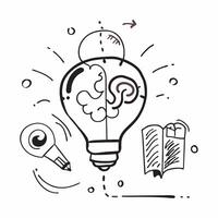 Flat design as Doodle line icon of a lightbulb concept as A doodle line icon of a lightbulb symbolizing ideas creativity and innovation perfect for business brainstorming and creat Dynamics vector