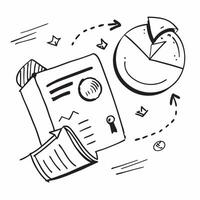 Flat design as Doodle line icon of a pie chart concept as A doodle line icon of a pie chart representing data analysis statistics and business insights ideal for presentations and Dynamics vector