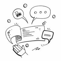 Flat design as Doodle line icon of a speech bubble concept as A doodle line icon of a speech bubble symbolizing communication discussion and business dialogue perfect for business Dynamics vector