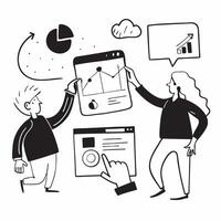 Flat design as Finance team collaborating on financial forecasting concept as A icon illustration of a finance team collaborating on financial forecasting using charts and digita Dynamics vector