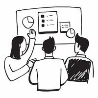 Flat design as Manager conducting a team meeting with visual aids concept as A icon illustration of a manager conducting a team meeting with visual aids featuring a 3 color schem Dynamics Set 2 vector
