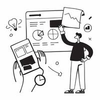 Flat design as Project manager collaborating on a risk management strategy concept as A icon illustration of a project manager collaborating on a risk management strategy using c Dynamics vector