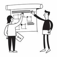 Flat design as Project manager presenting progress in a team meeting concept as A icon illustration of a project manager presenting progress in a team meeting featuring a 3 color Dynamics vector