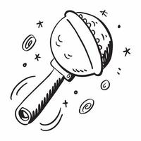Flat design as Rattle icon with copy space on a blue background concept as A icon image of a rattle icon with ample copy space on a blue background perfect for baby toys and play Dynamics vector