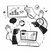 Flat design as Remote team collaborating on a software development project concept as A icon illustration of a remote team collaborating on a software development project using c Dynamics vector