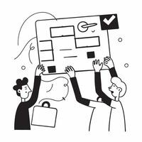 Flat design as Team members collaborating on a project plan concept as A illustration of team members collaborating on a project plan in a modern workspace using a 3 color t Dynamics Set 3 vector