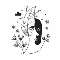 Forest walker with spring blossoms concept as A forest walkers profile blended with spring blossoms symbolizing the renewal and beauty of springtime Ideal for outdoor and nature a Dynamics vector