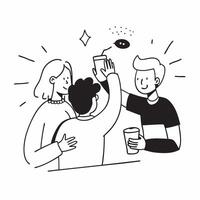 Friends reuniting at a coffee shop concept as Friends reuniting blended with a coffee shop symbolizing the warmth and connection of catching up over coffee Ideal for social and li Dynamics vector