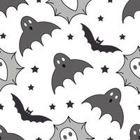 Ghosts and bats seamless tile pattern with spooky elements and dark tones for eerie Halloween decor concept as Spooky ghosts and bats arranged seamlessly with dark tones for eerie Dynamics vector